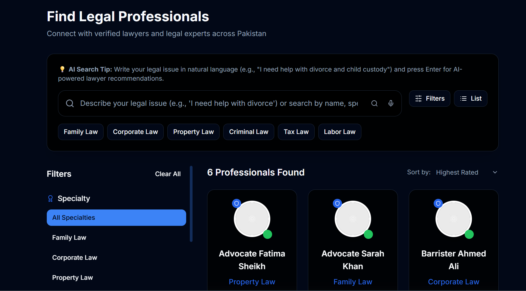 LegalConnect — AI legal consultation — product screenshot